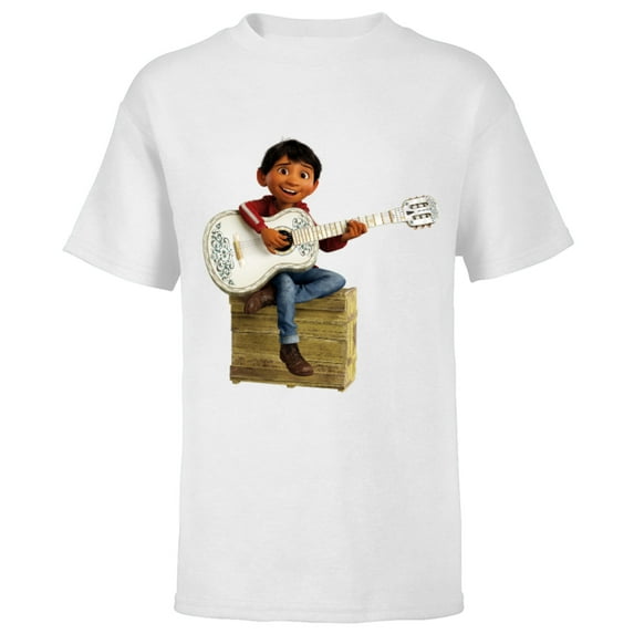 Disney Pixar Coco Miguel Rivera Playing Guitar T-Shirt - Short Sleeve T-Shirt for Kids - Customized-White