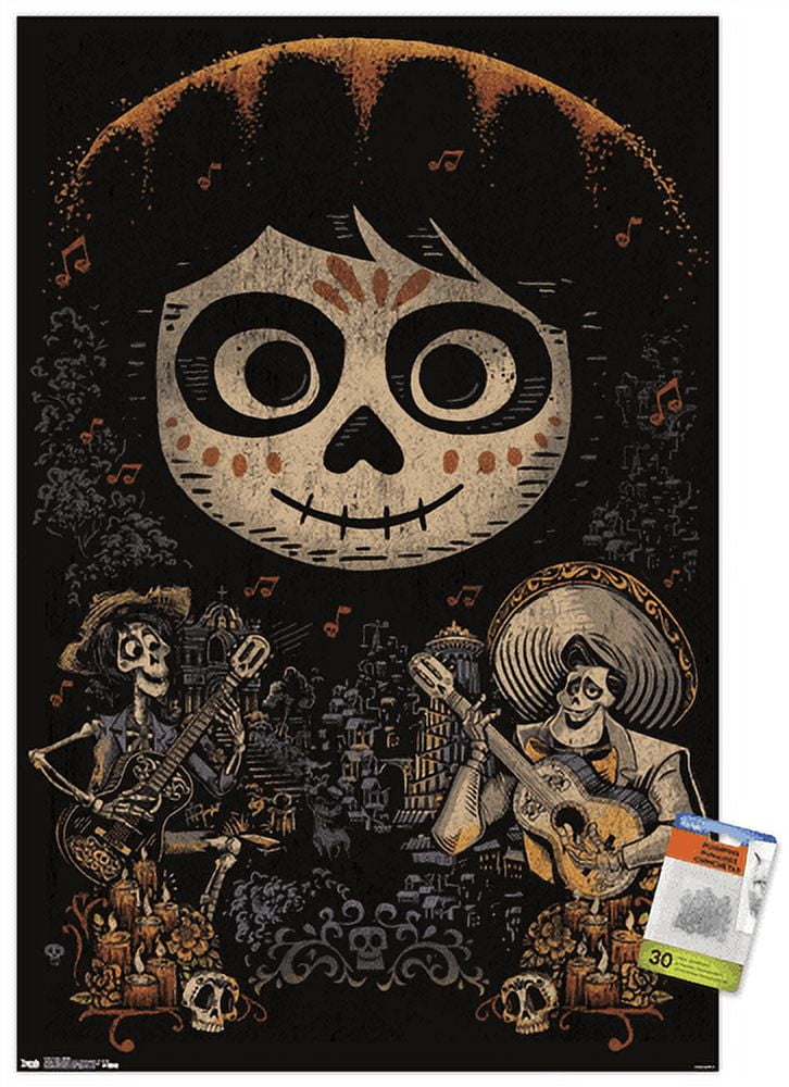 Disney Pixar Coco - Skulls Wall Poster with Wooden Magnetic Frame