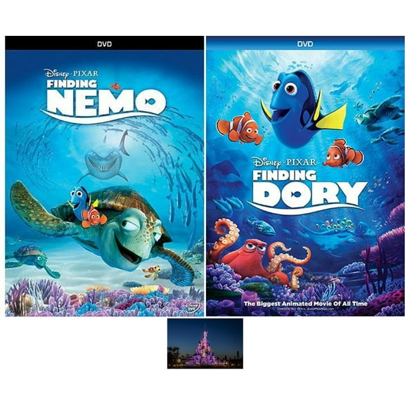 Disney Pixar Double Feature Finding Nemo & Finding Dory 2 DVD Set Bundled with Bonus Art Card