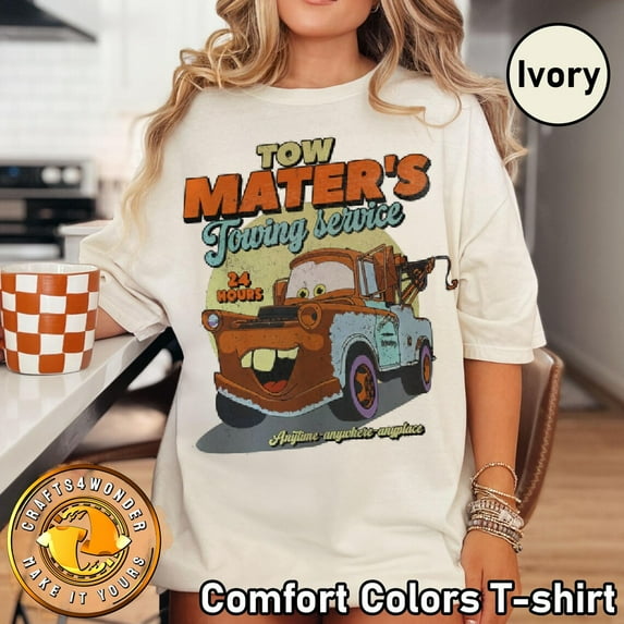 Disney Pixar Est.1951 T-Shirt, Retro Tow Mater'S Towing Service shirt, Cars Land, Walt Disney World, Disneyland Vacation shirt,Ivory Color,Size L