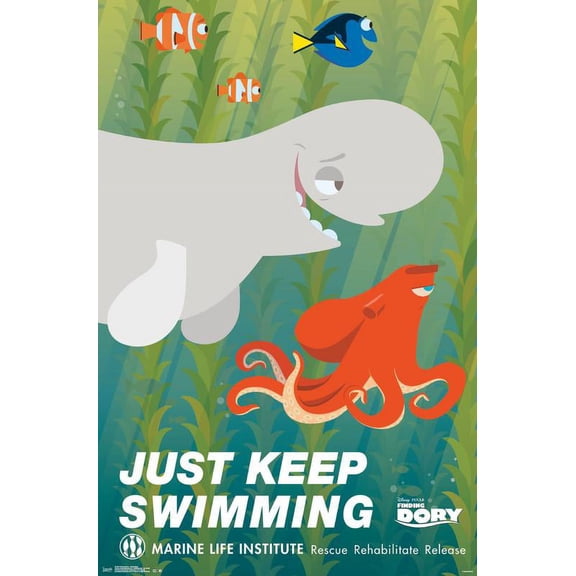 Disney Pixar Finding Dory - Just Keep Swimming Wall Poster, 22.375" x 34"
