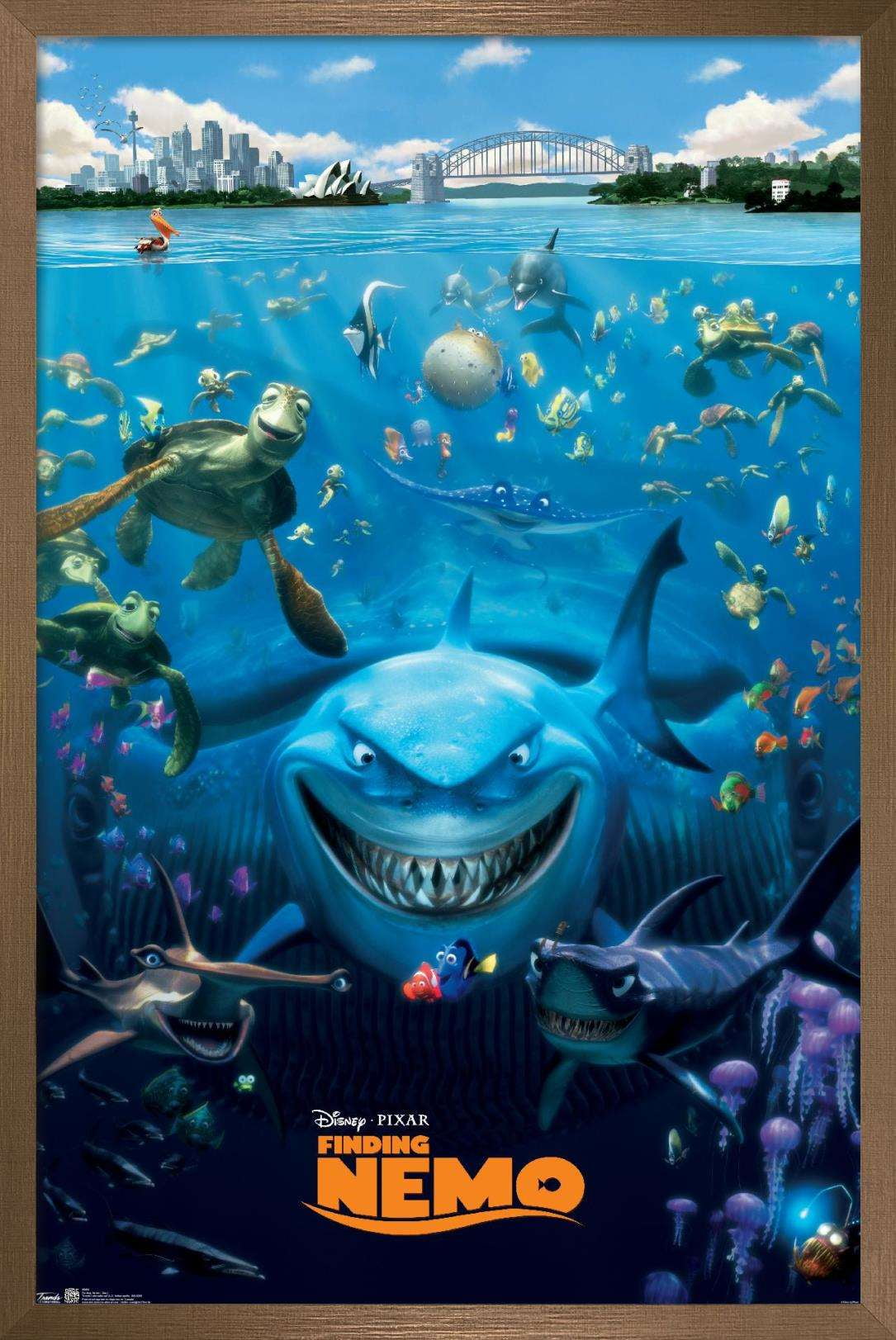 Disney Pixar Finding Nemo - Cast Wall Poster, 22.375" x 34", Framed