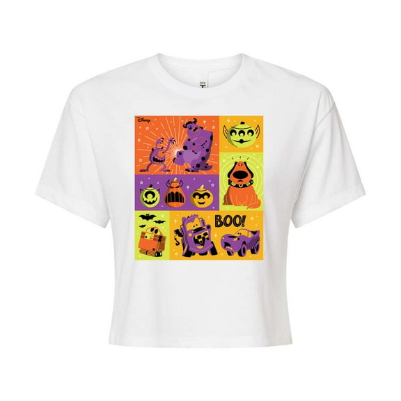 Disney Pixar - Halloween Movies Grid - Juniors Cropped Cotton Blend T-Shirt