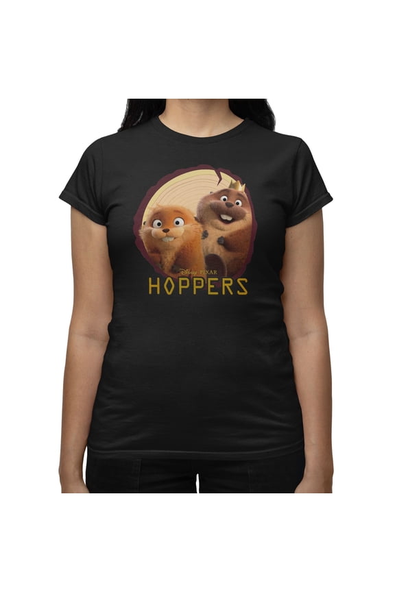 Pixar Hoppers Log Photo Women's T-Shirt (Black, S-2XL)