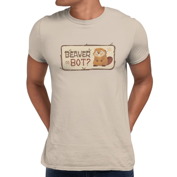Disney Pixar Hoppers Beaver Or Bot Plaquard Men's T Shirt (Sand, S-3XL)