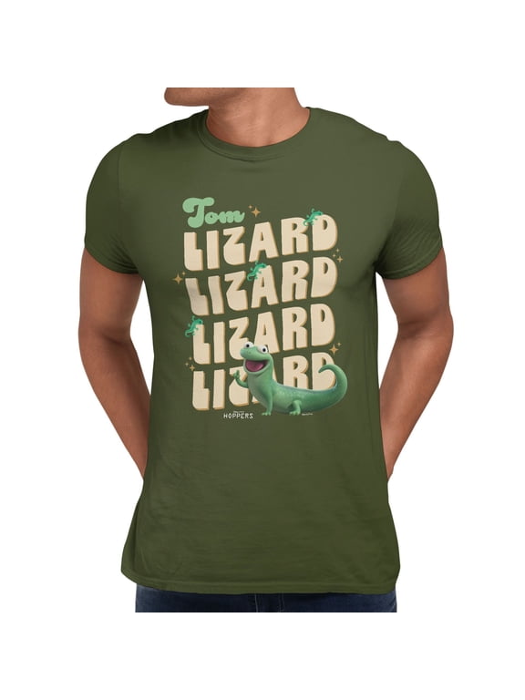Pixar Hoppers Tom Lizard Name Stack Men's T-Shirt (Military Green, S-3XL)