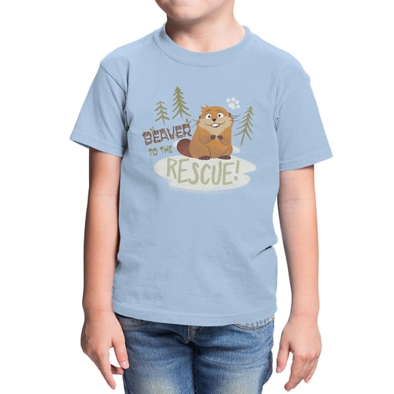 Disney Pixar Hoppers Beaver Rescue Youth T Shirt (Light Blue, XS-XL)