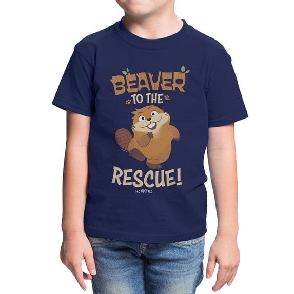 Disney Pixar Hoppers Beaver To The Rescue Youth T Shirt (Navy, XS-XL)