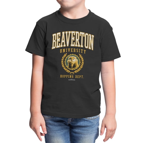 Disney Pixar Hoppers Beaverton University Youth T Shirt (Black, XS-XL)