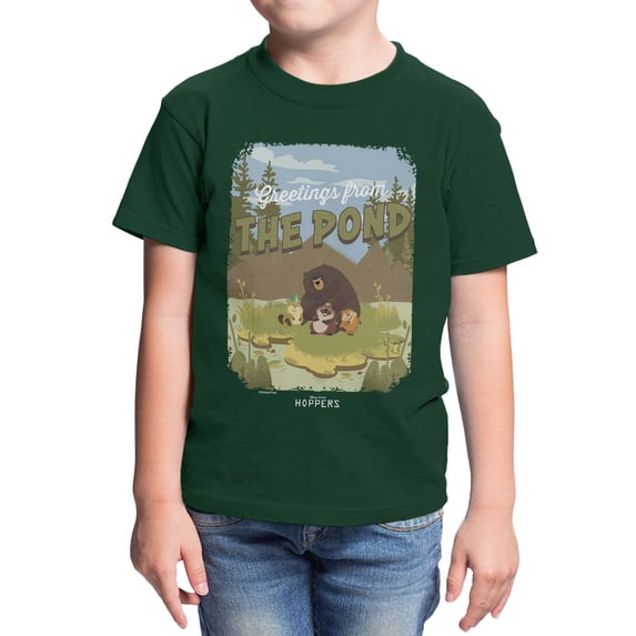 Disney Pixar Hoppers Greeting From The Pond Youth T Shirt (Forest Green, XS-XL)