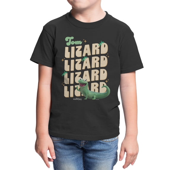 Disney Pixar Hoppers Tom Lizard Name Stack Youth T Shirt (Black, XS-XL)