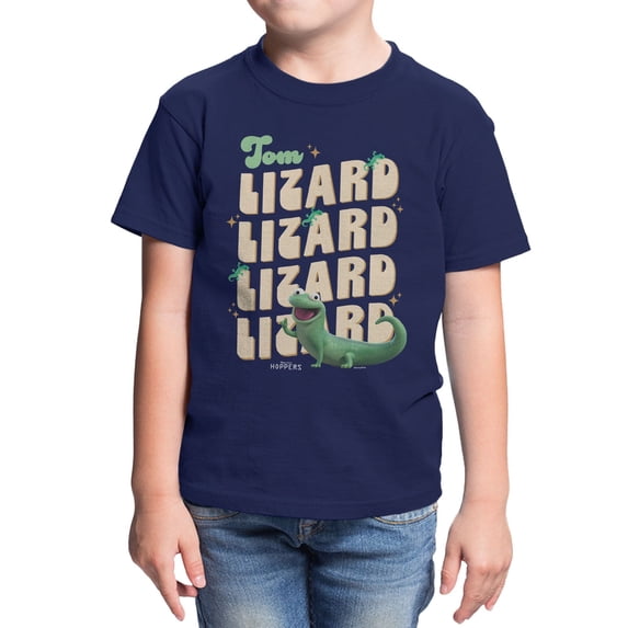 Disney Pixar Hoppers Tom Lizard Name Stack Youth T Shirt (Navy, XS-XL)