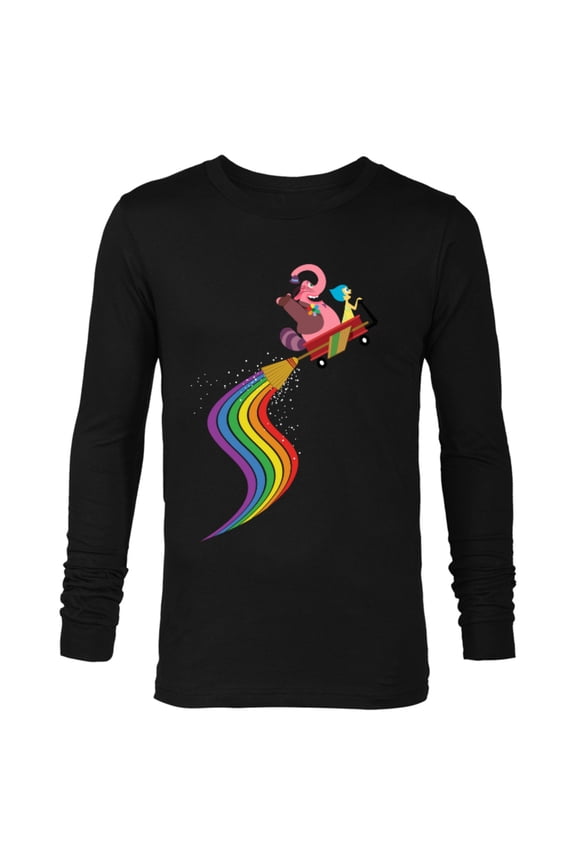 Disney Pixar Inside Out Bing Bong and Joy Rainbow T-Shirt - Long Sleeve T-Shirt for Men - Customized-Black