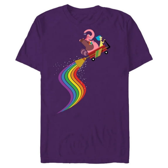 Disney Pixar Inside Out Bing Bong and Joy Rainbow T-Shirt- Short Sleeve Blended T-Shirt for Adults - Customized-Purple