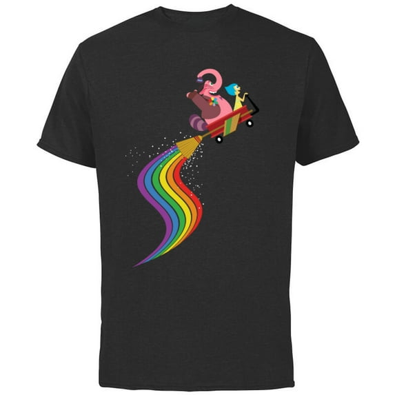 Disney Pixar Inside Out Bing Bong and Joy Rainbow T-Shirt - Short Sleeve Cotton T-Shirt for Adults - Customized-Black