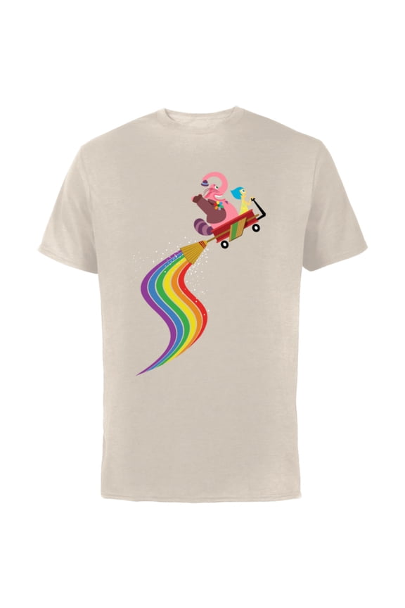 Disney Pixar Inside Out Bing Bong and Joy Rainbow T-Shirt - Short Sleeve Cotton T-Shirt for Adults - Customized-Natural