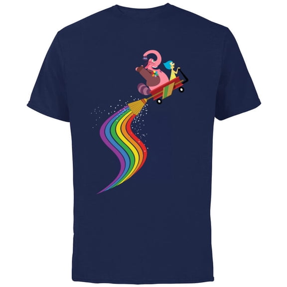 Disney Pixar Inside Out Bing Bong and Joy Rainbow T-Shirt - Short Sleeve Cotton T-Shirt for Adults - Customized-Navy