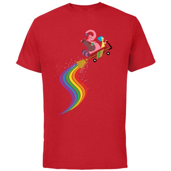 Disney Pixar Inside Out Bing Bong and Joy Rainbow T-Shirt - Short Sleeve Cotton T-Shirt for Adults - Customized-Red