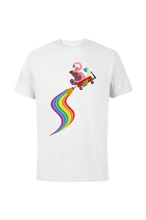 Disney Pixar Inside Out Bing Bong and Joy Rainbow T-Shirt - Short Sleeve Cotton T-Shirt for Adults - Customized-White