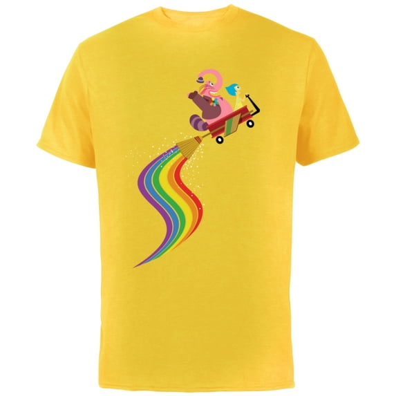 Disney Pixar Inside Out Bing Bong and Joy Rainbow T-Shirt - Short Sleeve Cotton T-Shirt for Adults - Customized-Yellow