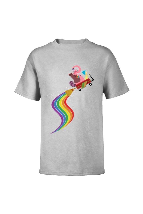 Disney Pixar Inside Out Bing Bong and Joy Rainbow T-Shirt - Short Sleeve T-Shirt for Kids - Customized-Athletic Heather