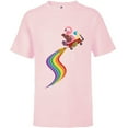 thumbnail image 1 of Disney Pixar Inside Out Bing Bong and Joy Rainbow T-Shirt - Short Sleeve T-Shirt for Kids - Customized-Soft Pink, 1 of 5