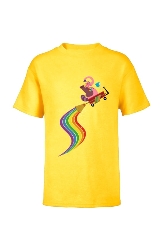 Disney Pixar Inside Out Bing Bong and Joy Rainbow T-Shirt - Short Sleeve T-Shirt for Kids - Customized-Yellow