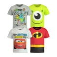thumbnail image 1 of Disney Pixar Lightning McQueen Mike Little Boys 4 Pack T-Shirts Toddler to Big Kid, 1 of 5