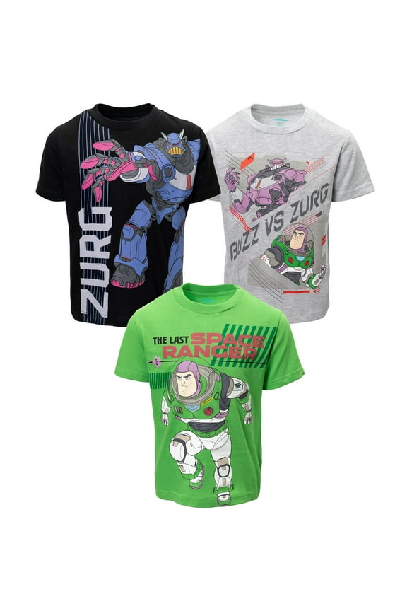 Pixar Lightyear Buzz Lightyear Big Boys 3 Pack T-Shirts Toddler to Big Kid