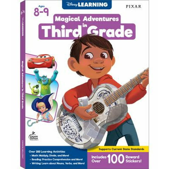 Pre-Owned Disney Learning Magical Adventures in 3rd Grade Workbooks All Subjects, Math, Reading Comprehension, Sight Words, Writing Practice, Toy Story 4, Cars, Coco, and Monsters Inc Third Wo