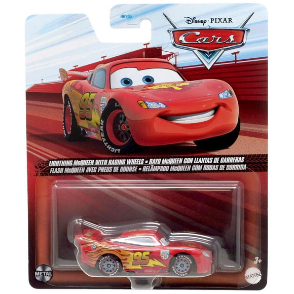 Disney / Pixar Metal Lightning McQueen with Racing Wheel Diecast Car
