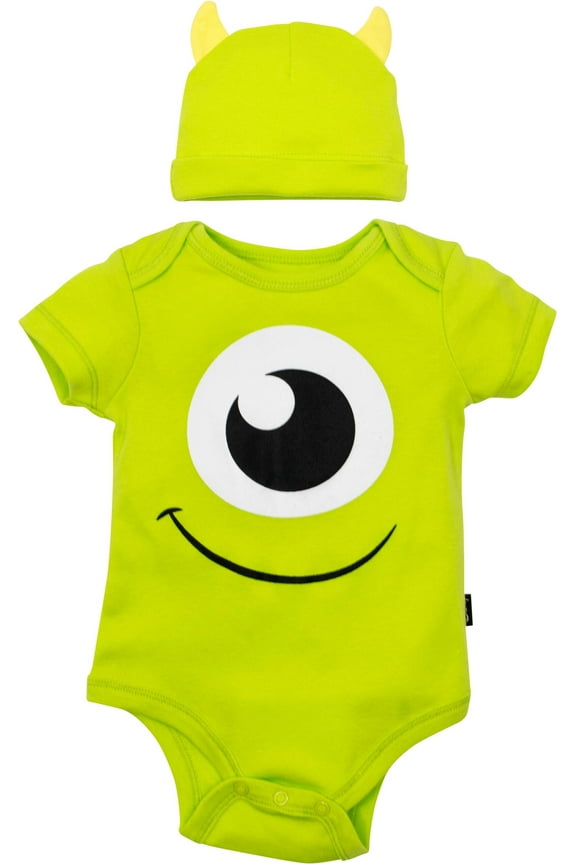 Disney Pixar Monsters Inc. Mike Newborn Baby Boys Bodysuit and Hat Set Newborn to Infant