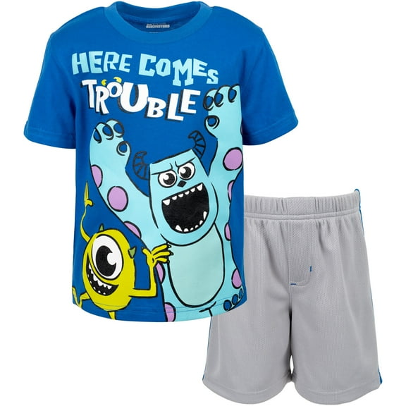 Disney Pixar Monsters Inc. Mike Sully Big Boys T-Shirt and Mesh Shorts Outfit Set Toddler to Big Kid