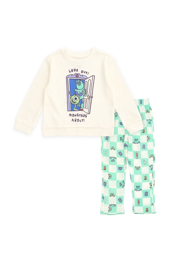 Disney Pixar Monsters Inc. Mike Sully Waffle Knit Pullover Sweatshirt and Jogger Pants Outfit Set Newborn to Little Kid