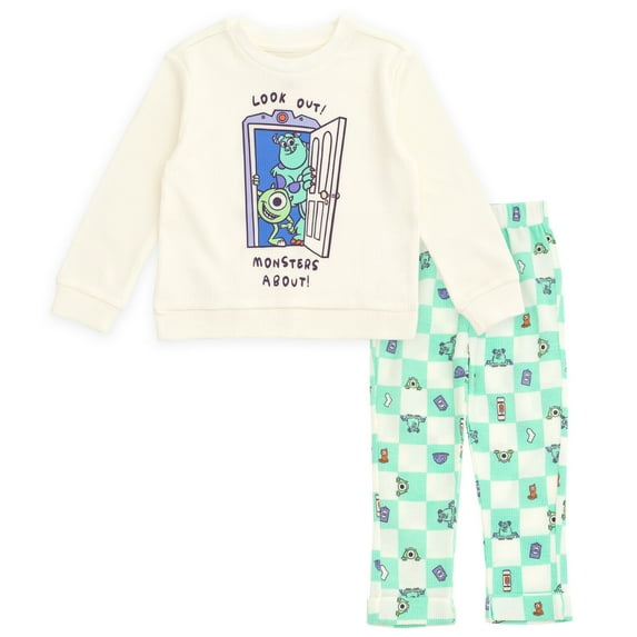 Disney Pixar Monsters Inc. Mike Sully Waffle Knit Pullover Sweatshirt and Jogger Pants Outfit Set Newborn to Little Kid