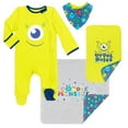 thumbnail image 1 of Disney Pixar Monsters Inc. Mike Zip Up Sleep N' Play Bib Blanket and Burp Cloth 4 Piece Outfit Set Newborn, 1 of 5
