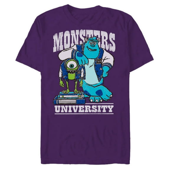 Disney Pixar Monsters University Mike and Sulley T-Shirt- Short Sleeve Blended T-Shirt for Adults - Customized-Purple