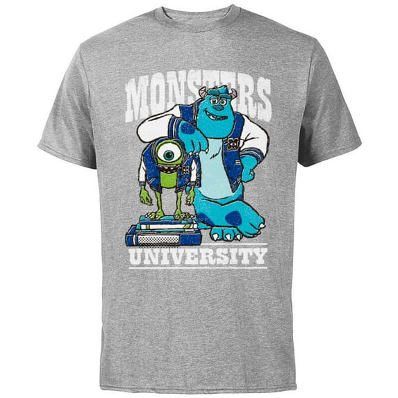 Disney Pixar Monsters University Mike and Sulley T-Shirt - Short Sleeve Cotton T-Shirt for Adults - Customized-Athletic Heather