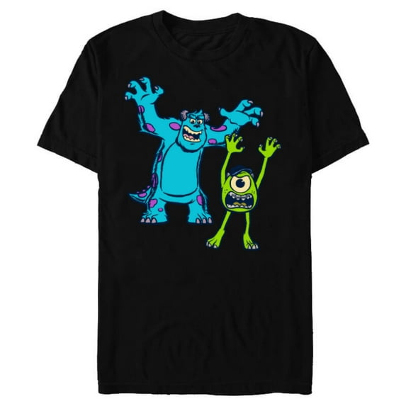 Disney Pixar Monsters University Sulley and Mike T-Shirt- Short Sleeve Blended T-Shirt for Adults - Customized-Black