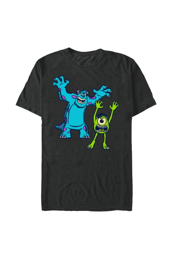 Disney Pixar Monsters University Sulley and Mike T-Shirt- Short Sleeve Blended T-Shirt for Adults - Customized-Dark Heather
