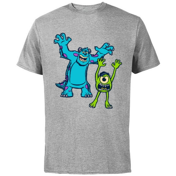 Disney Pixar Monsters University Sulley and Mike T-Shirt - Short Sleeve Cotton T-Shirt for Adults - Customized-Athletic Heather