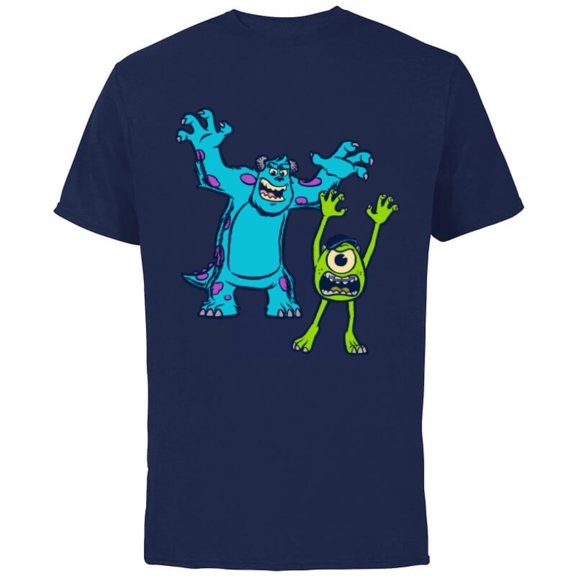 Disney Pixar Monsters University Sulley and Mike T-Shirt - Short Sleeve Cotton T-Shirt for Adults - Customized-Navy