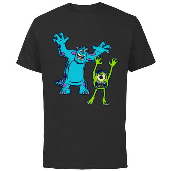 Disney Pixar Monsters University Sulley and Mike T-Shirt - Short Sleeve Cotton T-Shirt for Adults - Customized-Black