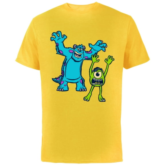 Disney Pixar Monsters University Sulley and Mike T-Shirt - Short Sleeve Cotton T-Shirt for Adults - Customized-Yellow