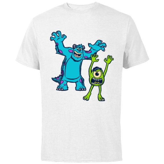 Disney Pixar Monsters University Sulley and Mike T-Shirt - Short Sleeve Cotton T-Shirt for Adults - Customized-White