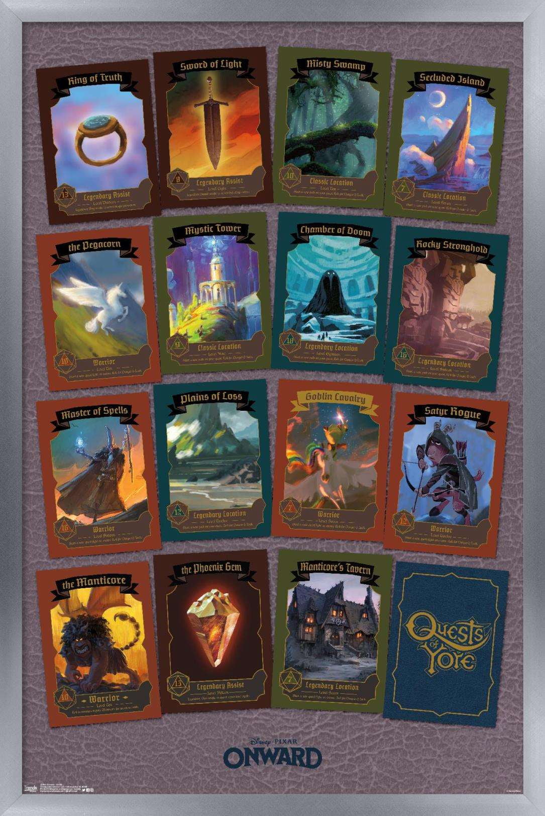 Disney Pixar Onward - Cards Wall Poster, 22.375" x 34", Framed
