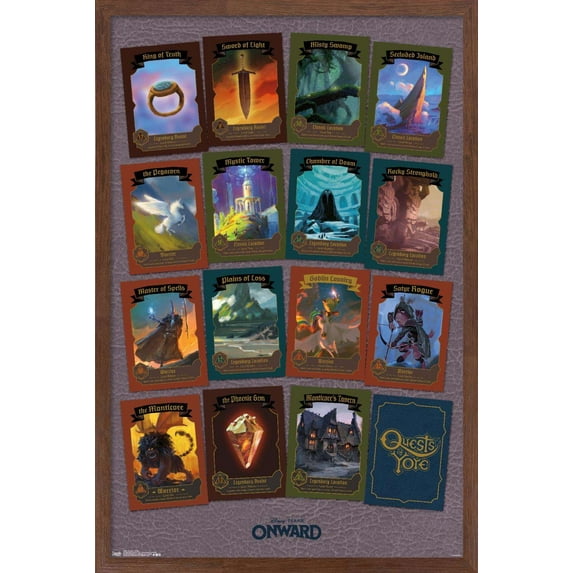 Disney Pixar Onward - Cards Wall Poster, 22.375" x 34", Framed