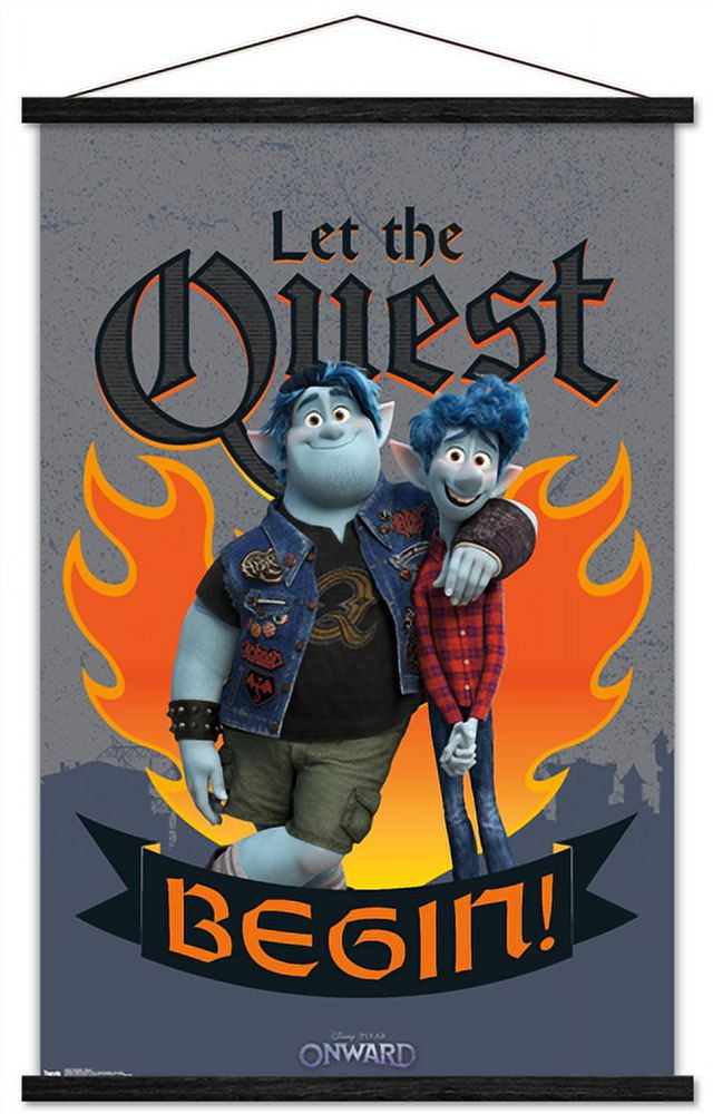 Disney Pixar Onward - Quest Wall Poster with Wooden Magnetic Frame, 22.375" x 34"