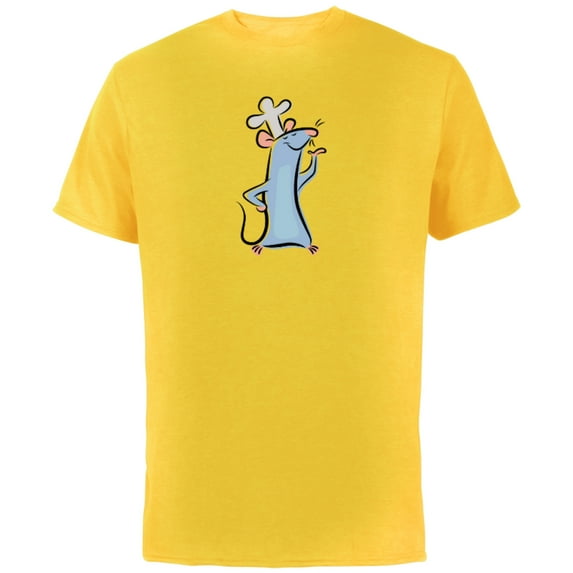 Disney Pixar Ratatouille Chef Remy Watercolor - Short Sleeve Cotton T-Shirt for Adults - Customized-Yellow
