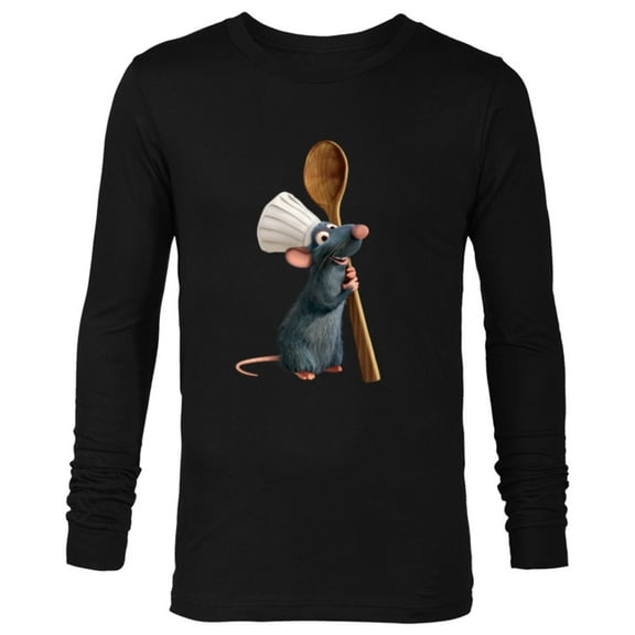 Disney Pixar Ratatouille Chef Remy with Spoon - Long Sleeve T-Shirt for Men- Customized-Black